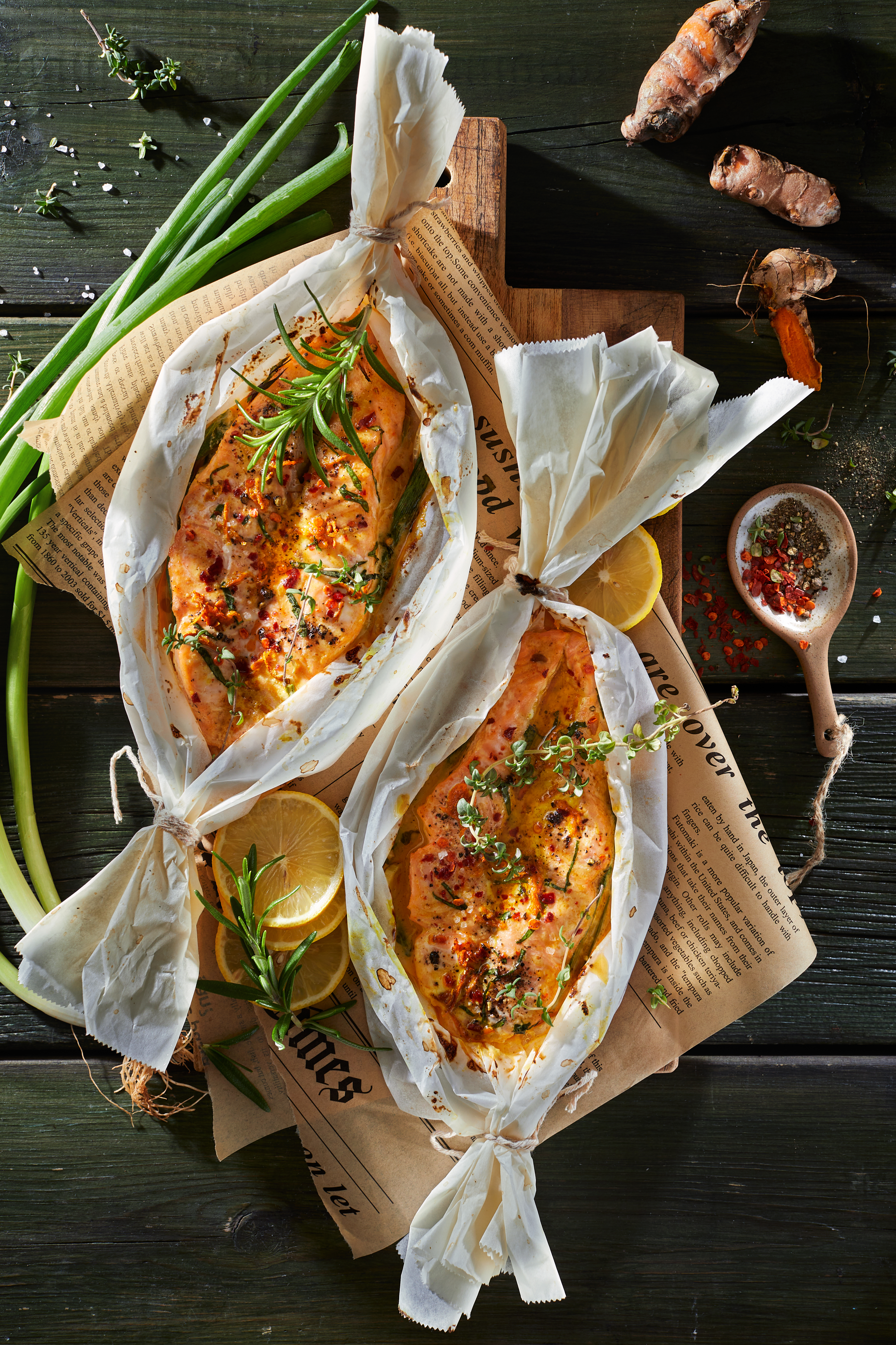 סלמון אפוי ברוטב חלב קוקוס תאילנדי