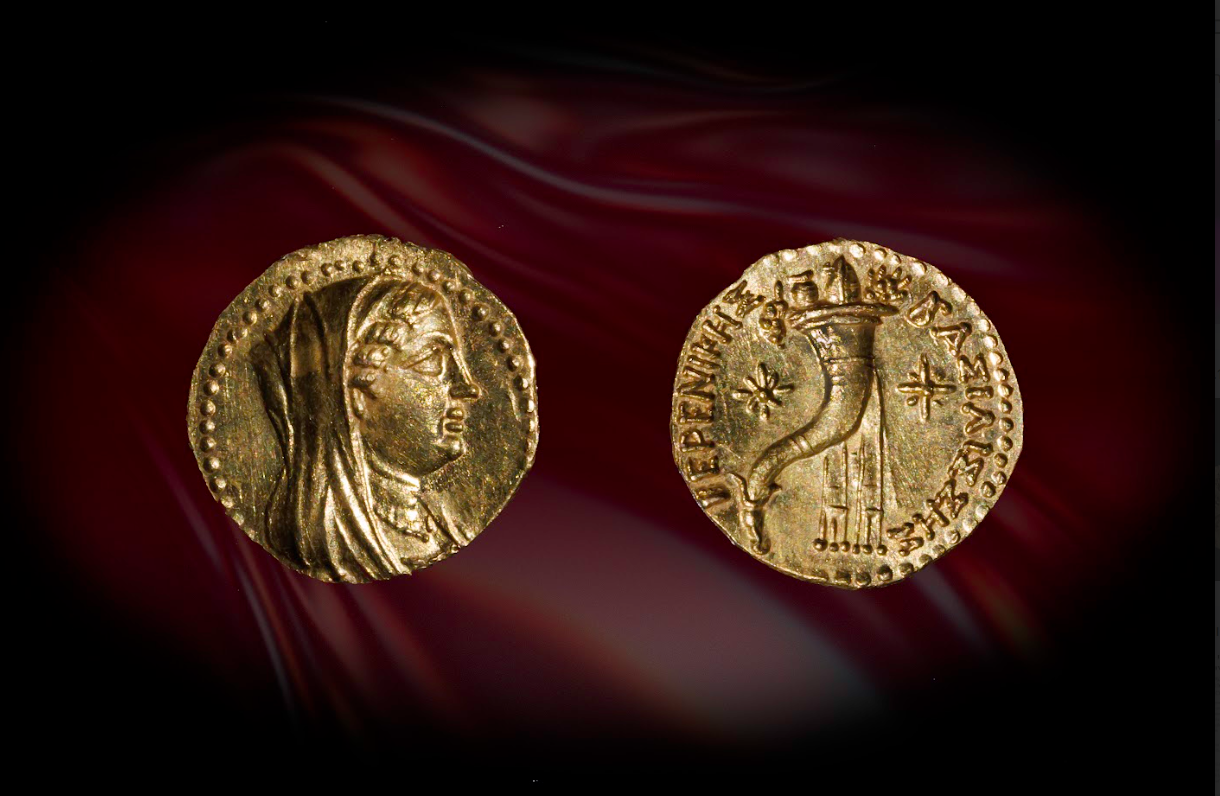 שני צידי מטבע הזהב של המלכה ברניקי