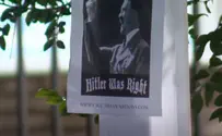 שלט 'היטלר צדק' נתלה על הכניסה לבית הכנסת